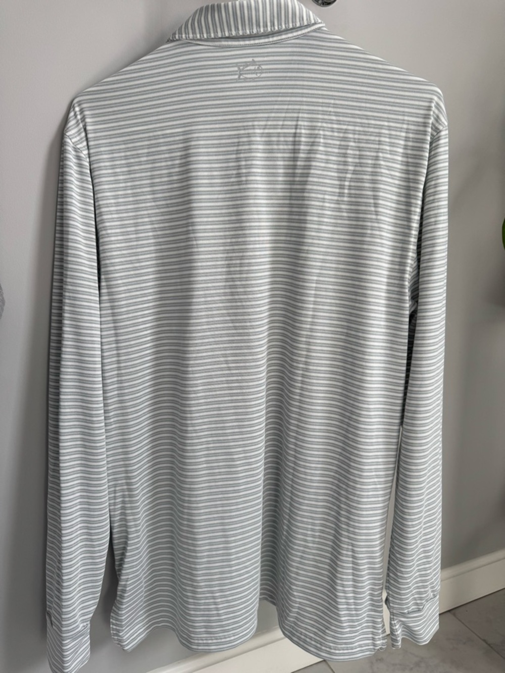 Southern Tide Men's Long-Sleeve Striped Polo - Light Gray & White - Picture 2 of 3